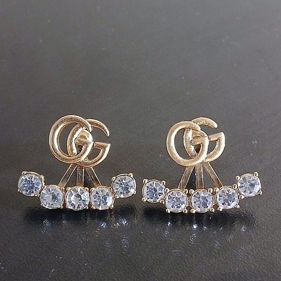 Authentic Vintage Gucci Gold Tone Crystal Earrings - Picture 4 of 9